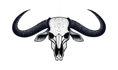 Fototapeta premium Tattoo Style Cow Skull Drawing