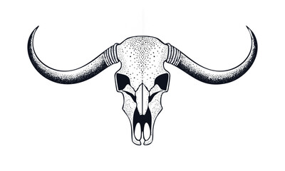 Obraz premium Longhorn Skull Tattoo Design Illustration