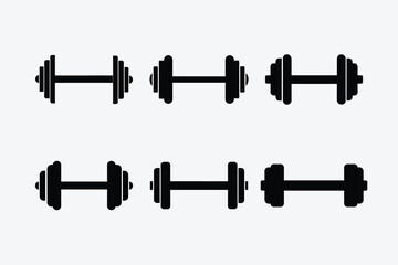 Vector Minimal Dumbbell Icons collection, High Contrast Fitness