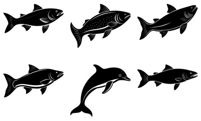 Salmon Silhouette vector illustration