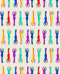 riso print with ballerina pattern with silhouette of ballerina on white background risograph effect minimalist art print vector