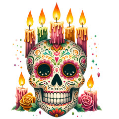 skull with candles
