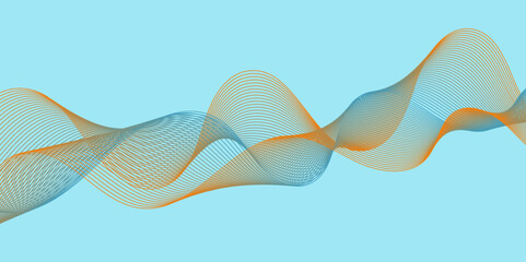 Trendy geometric colorful background of smooth curve shape with dynamic isolated blend lines, abstract colorful glow wavy element for design texture on color background creative stylized line art.