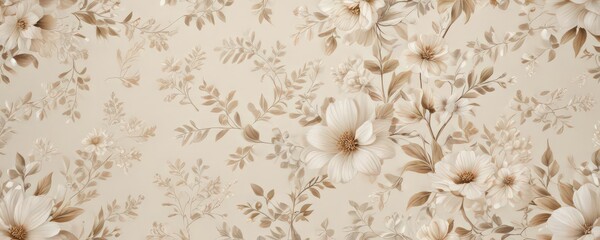 Delicate cream floral pattern, elegant botanical design, wedding, flowers, seamless