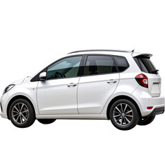 Compact White Hatchback in Profile &ndash; Modern Urban Vehicle Isolated on Transparent Background 