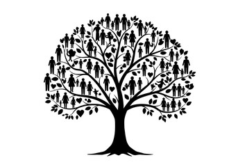 Family tree with figures isolated on transparent background