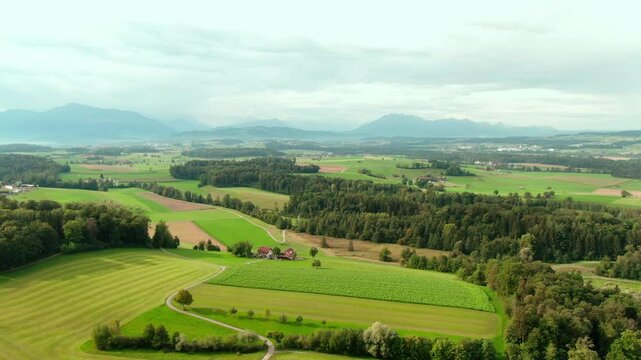 Drone View of a Modern Farm in Europe &ndash; Aerial Footage of Agricultural Buildings and Farmland