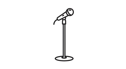 Microphone on Stand Illustration Simple Minimalist Line Art