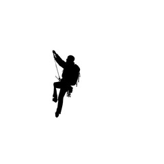 Naklejka premium Silhouette of climber with rope isolated on transparent background