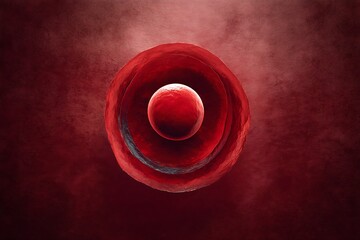 Microscopic view of a human embryo cell in its early stage of development, showcasing the intricate details of life's beginning.