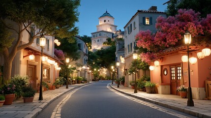Enchanting Italian village street at twilight