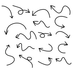 hand drawn Arrows icons Set. Arrows big black icon set. Arrow icons symbol design. Arrow flat vector collection