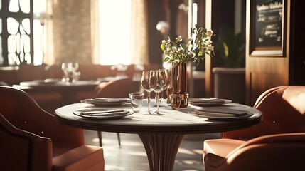 Restaurant dining table interior setting