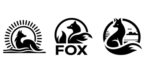 Collection of Fox Logos in Black and White vector design
