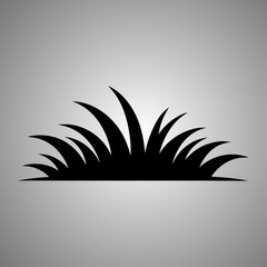 Dark silhouette grass blades, minimal black and white landscape, abstract botanical design