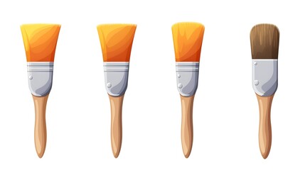 Professional artistic tools - Paint brush, roller and color cartoon for creative projects