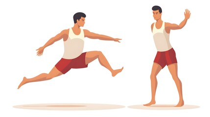 Naklejka premium Professional Asian young man performing alternating toe tap exercise for fitness training