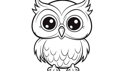 Fototapeta premium Happy Owl Black and White Vector Illustration for Graphic Design Projects