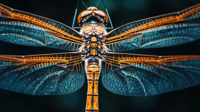 Close up of dragonfly wings displaying intricate patterns and vibrant colors, Close up shot of dragonfly wingsements
