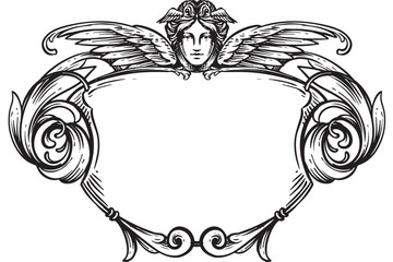 baroque heraldic ornament vintage hand drawing