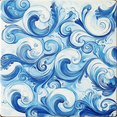 Blue Swirls Abstract Pattern: Artistic Fluid Wave Design for Elegant Modern Textile and Interior Decor