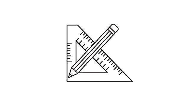 black and white pencil and rulers clip art preview