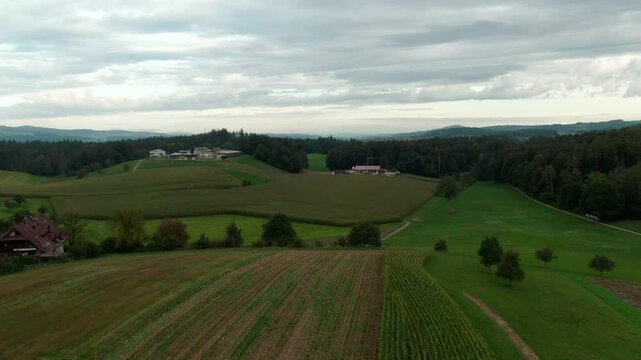 Drone View of a Modern Farm in Europe &ndash; Aerial Footage of Agricultural Buildings and Farmland