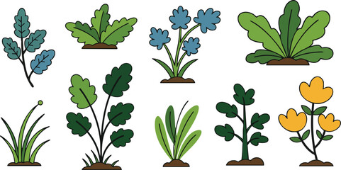 Cute Cartoon Plants Clipart