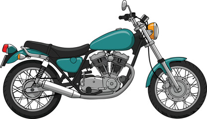 Teal Motorcycle Illustration