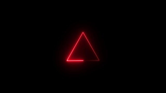 Glowing neon triangle border frame .Simple neon triangle animation Triangle animation by cyan neon on black background. triangle line spectrum seamless looping neon frame background animation