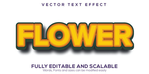 Bold Red 3D Vector Text Effect Design Featuring the Word "Flower" with Editable Styles.