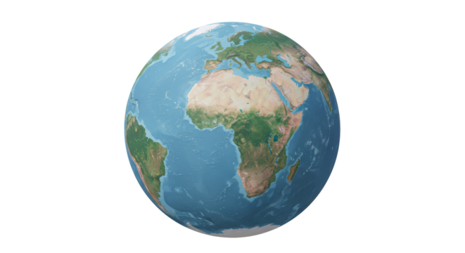 Isolated Earth Globe with Detailed Continents and Oceans