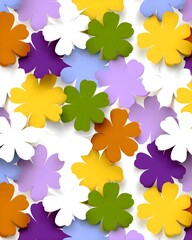 Obraz premium Colorful floral pattern with paper cutout flowers