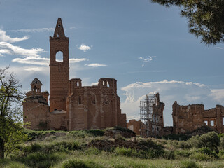 Photograph of the old town of Belchite in Zaragoza, bombed during the Spanish Civil War. Aragon,...