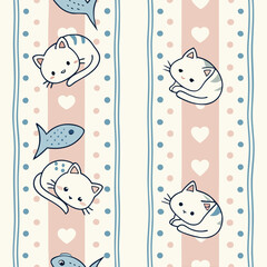 A seamless, vertical striped pattern with a soft, pastel color palette.