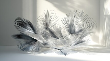 Abstract design of radiating, interwoven forms.