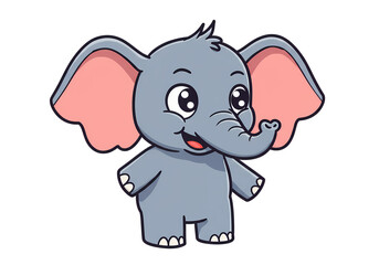 Naklejka premium Adorable Baby Elephant Cartoon Illustration isolated on transparent background