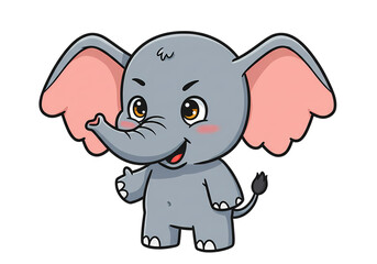 Fototapeta premium Cute Cartoon Baby Elephant Illustration isolated on transparent background
