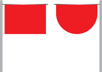 Red textile banner set. Empty red banner design.