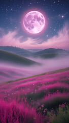 night landscape with moon and clouds