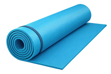Blue Yoga Mat Roll on White Background for Fitness and Exercise