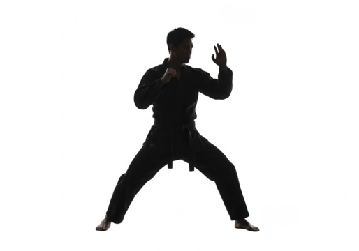 Man in fighting stance isolated on transparent background