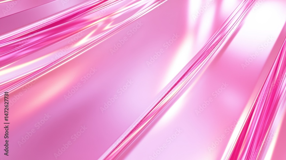 Poster abstract pink background with flowing glossy curves and smooth shiny surface creating a modern vibra