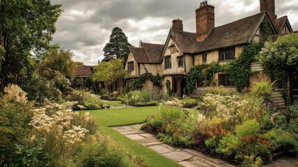 Scenic View of Hall's Croft Gardens in Stratford Upon Avon, England: A Tribute to Shakespeare's Legacy