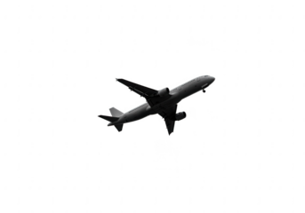 Airplane taking off into the sky isolated on transparent background
