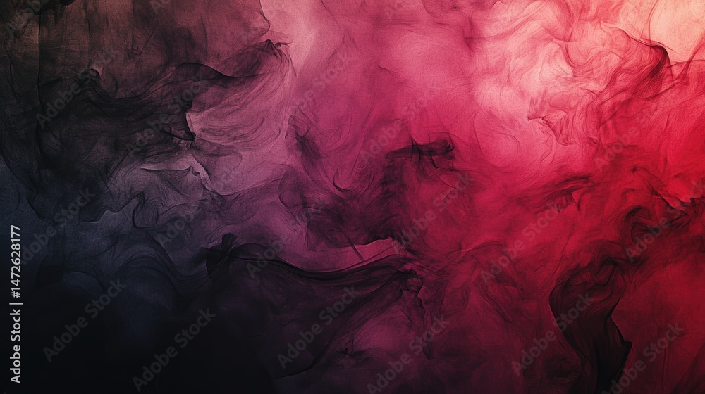 Poster abstract colorful smoke clouds with swirling patterns and vibrant red pink and black hues creating a
