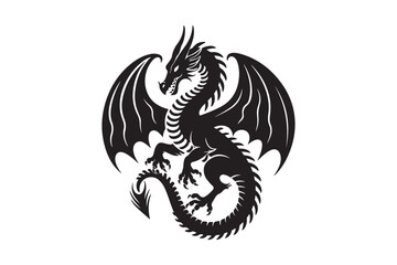 Tribal Dragon Vector Design Fantasy Mythical Beast Silhouette Art