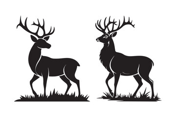 Deer Silhouette Vector Art Majestic Buck Standing Clipart