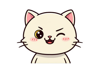 Obraz premium Cute White Kitten Cartoon Winking isolated on transparent background