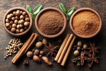 Assorted colorful spices displayed in glass jars.